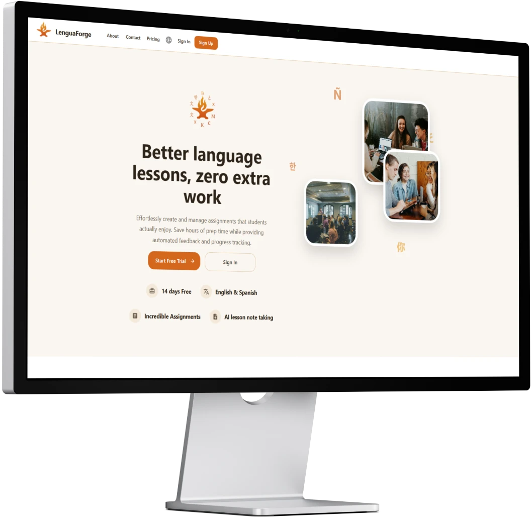 Lengua Forge desktop mockup